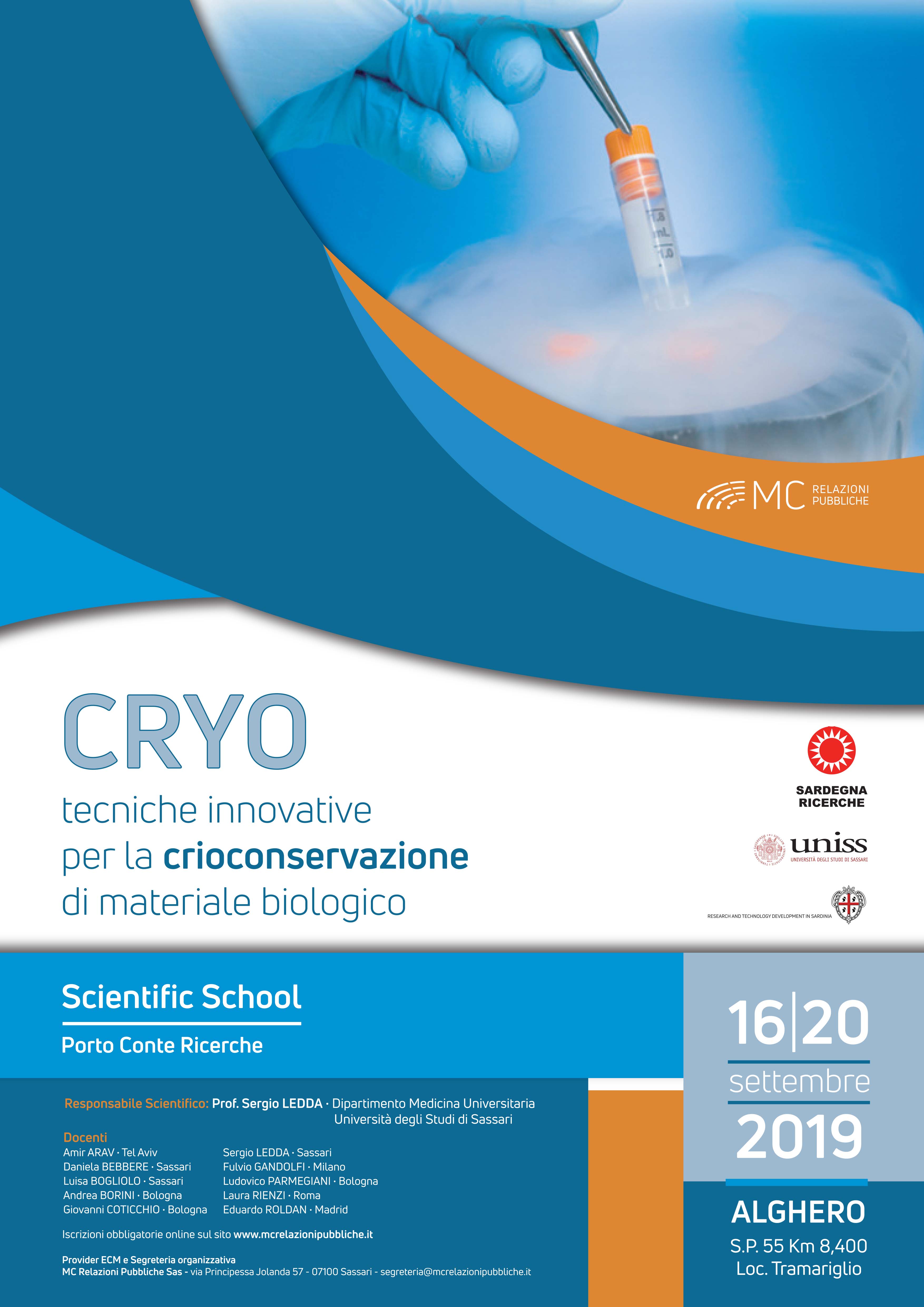 SCIENTIFIC SCHOOL - Cryo: Tecniche innovative per la crioconservazione di materiale biologico