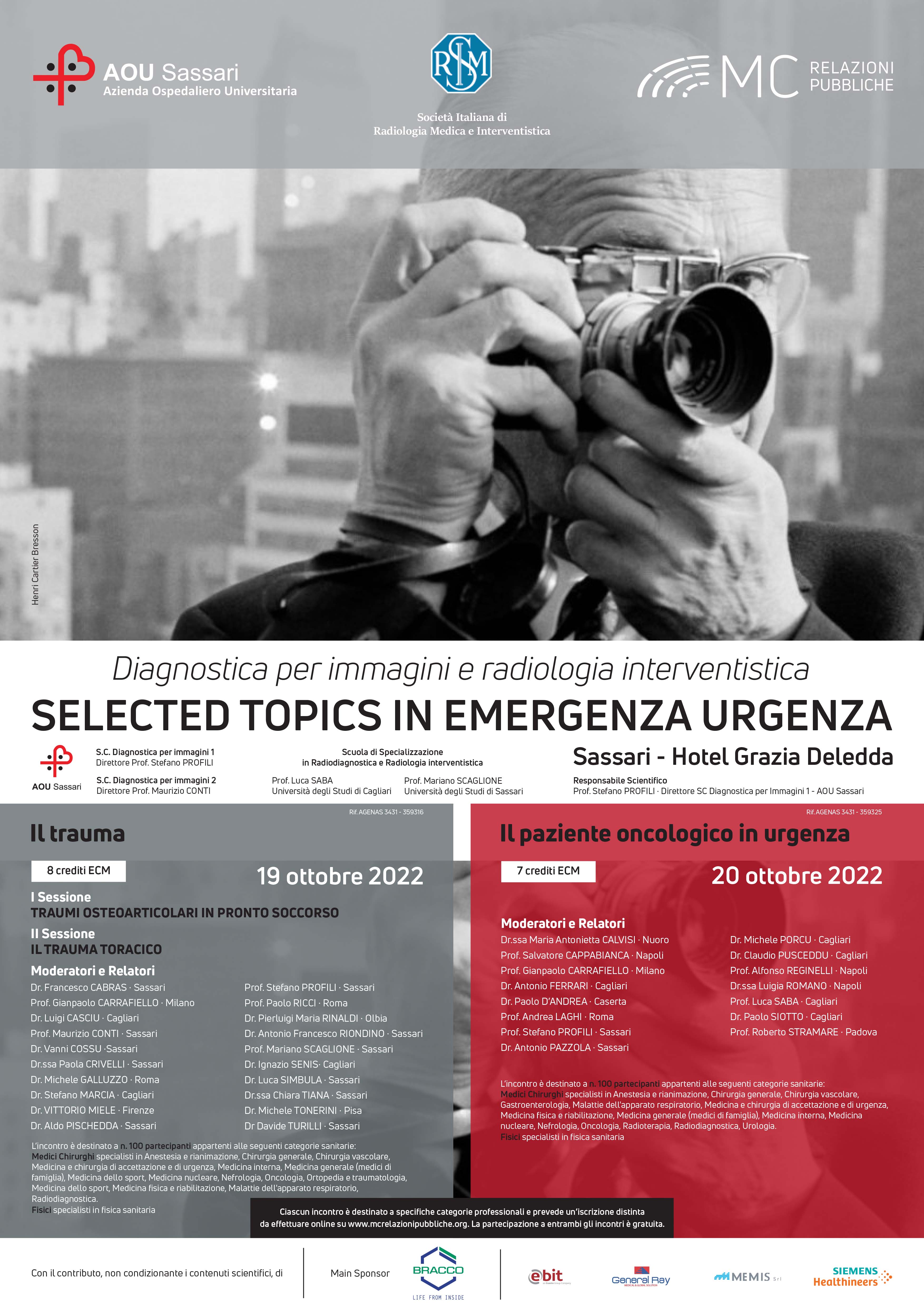 IL PAZIENTE ONCOLOGICO IN EMERGENZA. Selected topics in emergenza urgenza
